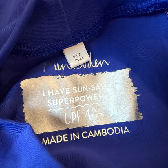 Mini Boden Boys Swimsuit 2 Piece Set Shorts Rashguard Top Red Stripe 5 6 5T - Picture 9 of 12